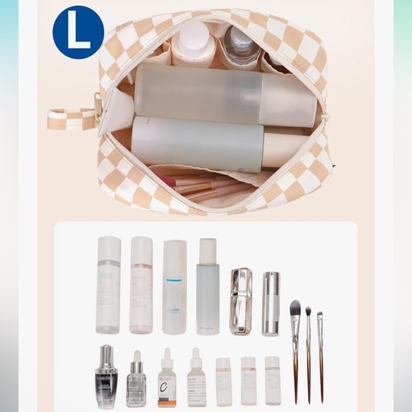 Checkered Makeup Bag –  (Large) *PICK YOUR COLOR* - Picture 2 of 6